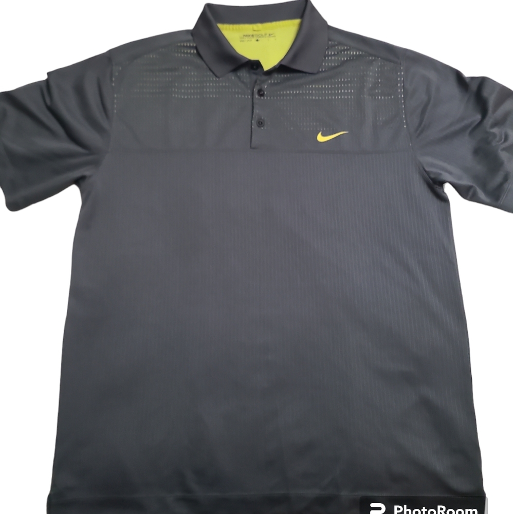 Nike Golf Dry Fit Gray Polo Short Sleeve Large